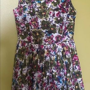 Bar III retro abstract floral 1950’s style dress with bow on back size XS sweet!